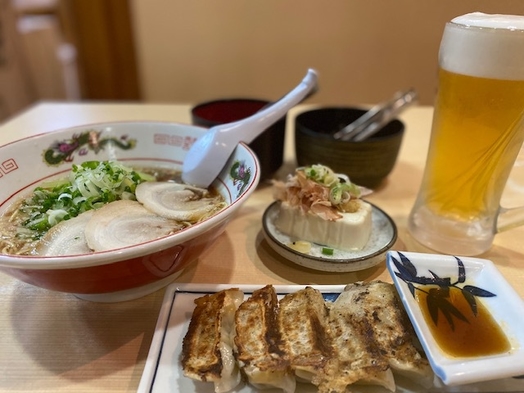 駅前人気店！　福山ラーメンの老舗店でちょい飲みプラン＜焼き立てパン・朝食付き＞